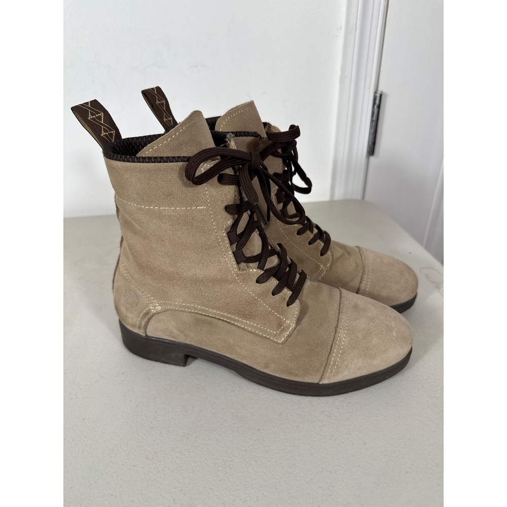 Xena Nova Tan Suede Steel Toe Safety Work Boots Women Cap Toe Lace Up boots 8.5
